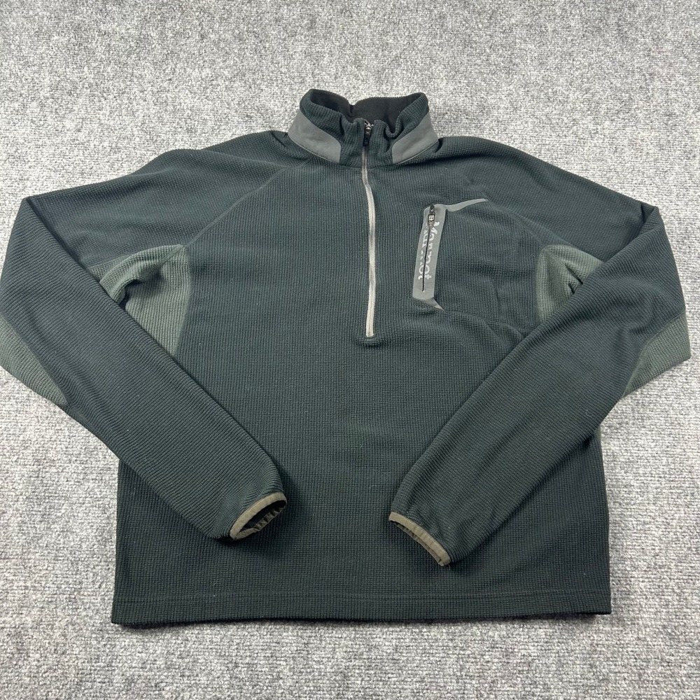 Marmot Fleece‎ Pullover Mens Medium Green 1/4 Zip Grid Tech Hiking Outdoor